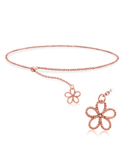 Rose Gold Plated Flower Silver Bracelet BRS-446-RO-GP